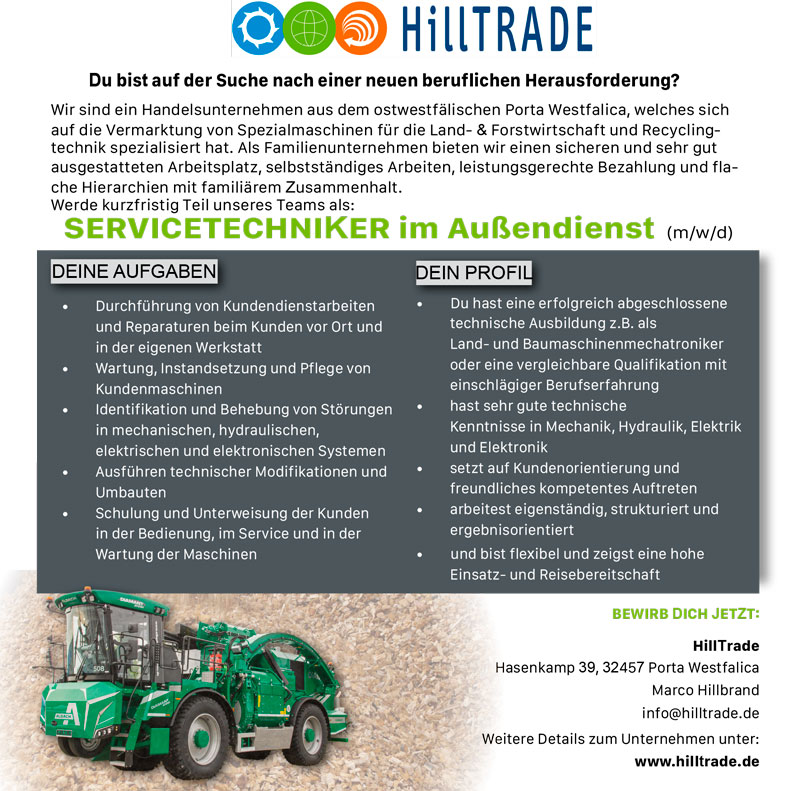 Stellenanzeige Servicetechniker Hilltrade 2026